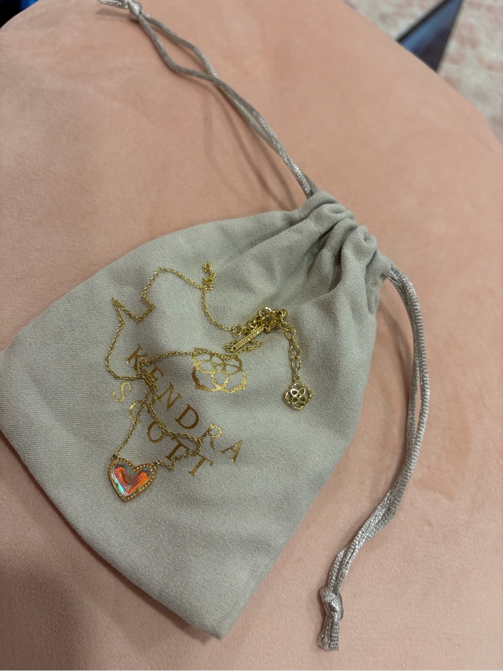 Kendra Scott Gold Chain Mini Necklace with Iridescent Heart